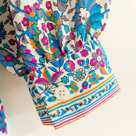 vintage • Schrader Sport long sleeve floral 1970s 1980s shirt dress • 16W - Picture 7 of 8